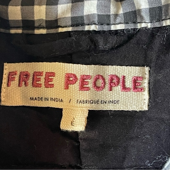 NEW Free People Chloe Jacket in Raven Black White Gingham Coat Size Large - Picture 6 of 11